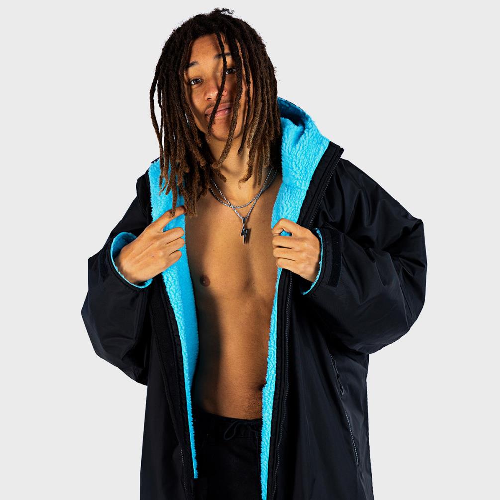 dryrobe Advance Long Sleeve Changing Robe - Black / Blue Extra Image 1